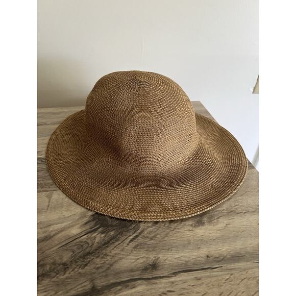 Eric Javits Tan Natural Straw Rollable Squishee Sun Hat - Picture 5 of 8